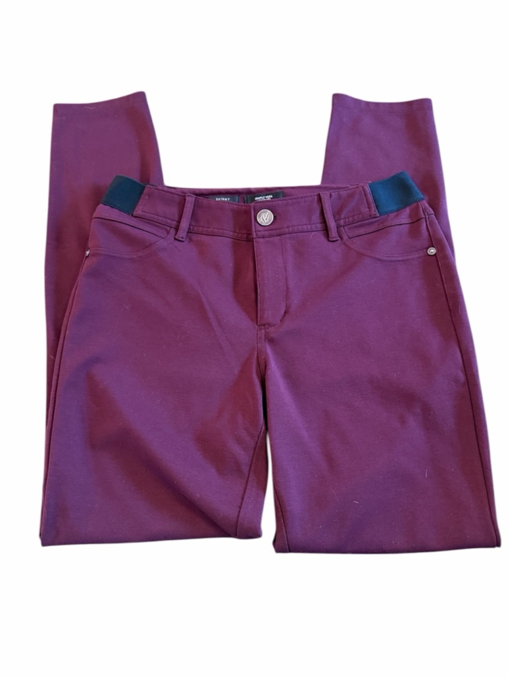 Simply Vera Vera Wang Maroon Skinny Pants with Black Waist Tabs